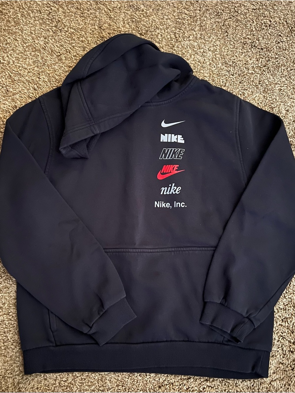 Nike Kids Black Hoodie with Multi-Logo Chest